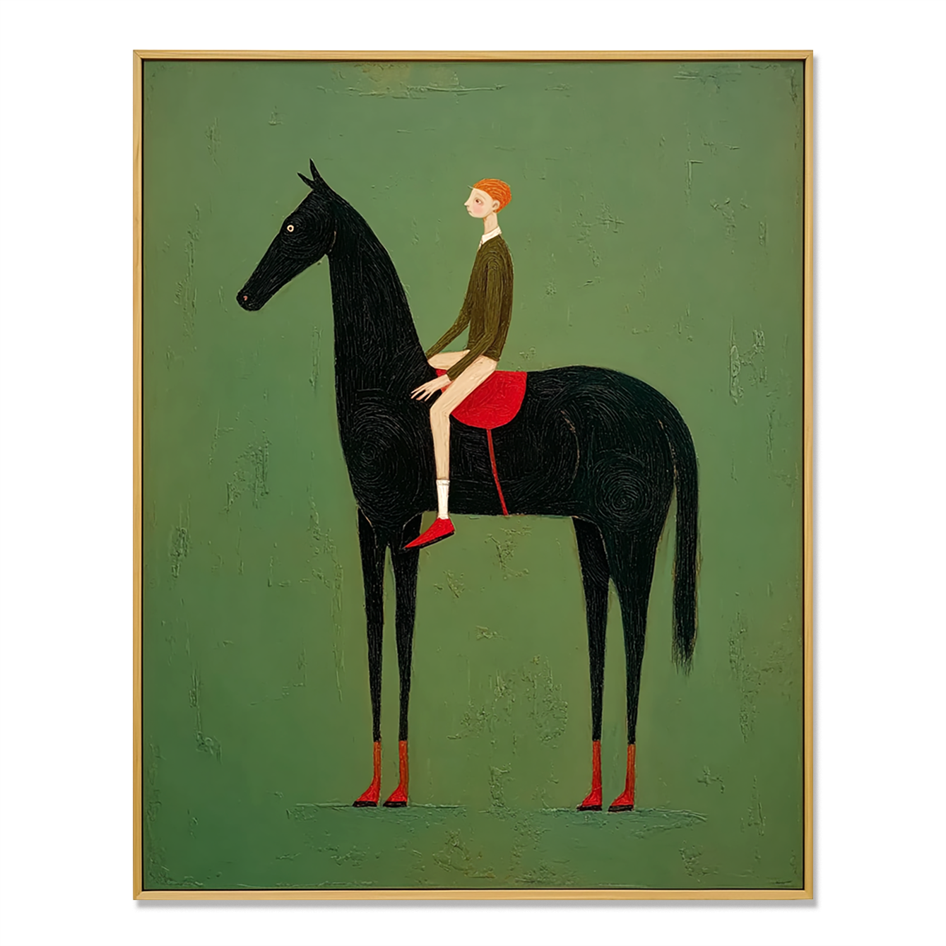 Silent Rider – Minimalist Figurative Horse Oil Painting#AB14324