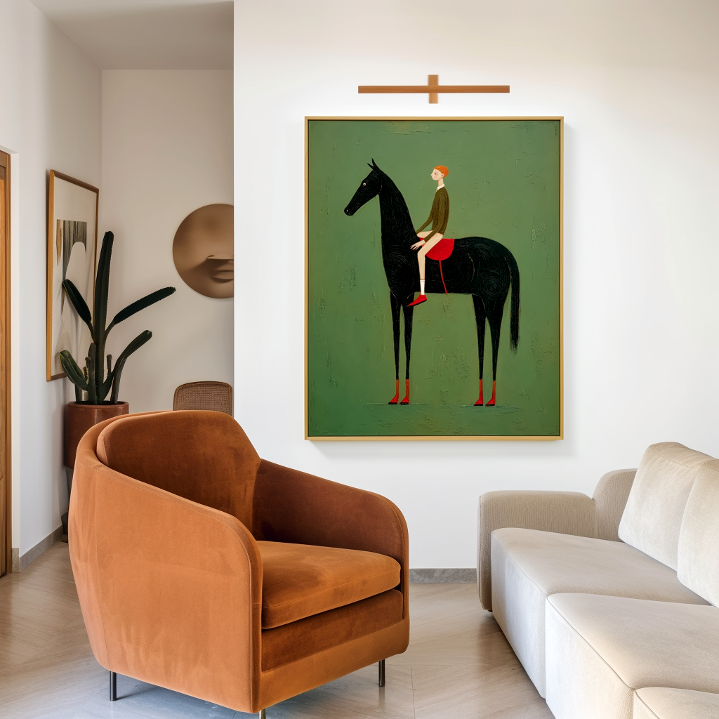 Silent Rider – Minimalist Figurative Horse Oil Painting#AB14324