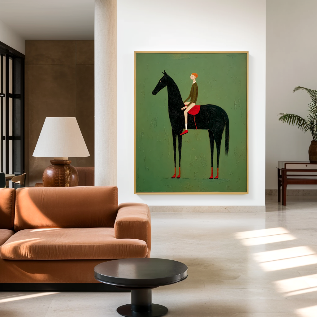 Silent Rider – Minimalist Figurative Horse Oil Painting#AB14324