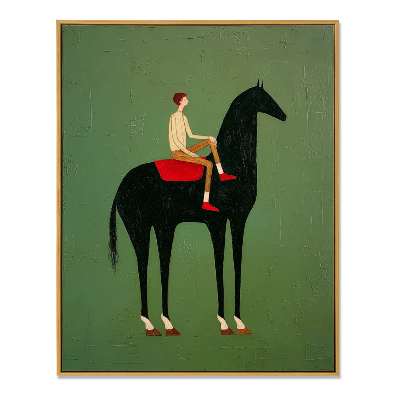 Quiet Journey – Minimalist Figurative Horse Oil Painting#AB14325
