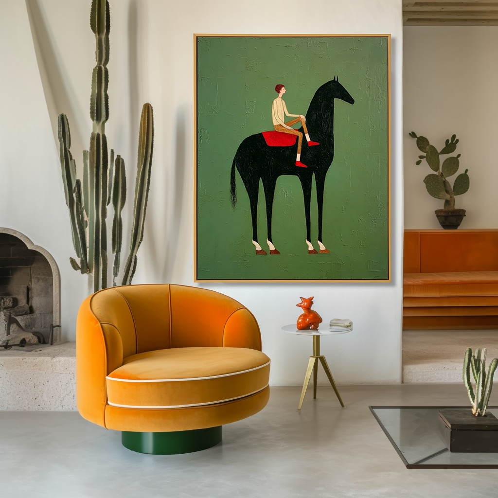 Quiet Journey – Minimalist Figurative Horse Oil Painting#AB14325