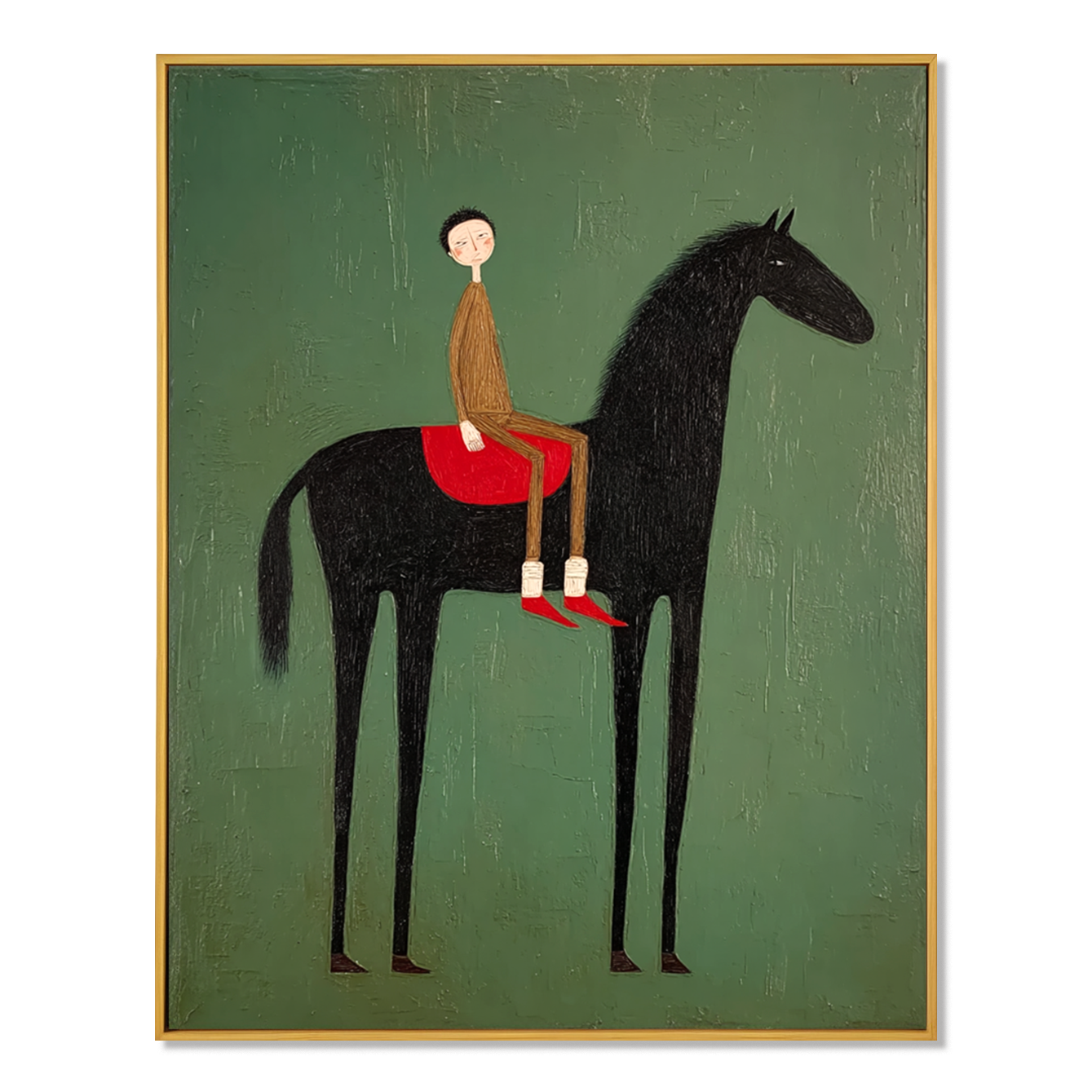 Whispered Stillness – Minimalist Figurative Horse Oil Painting#AB14326