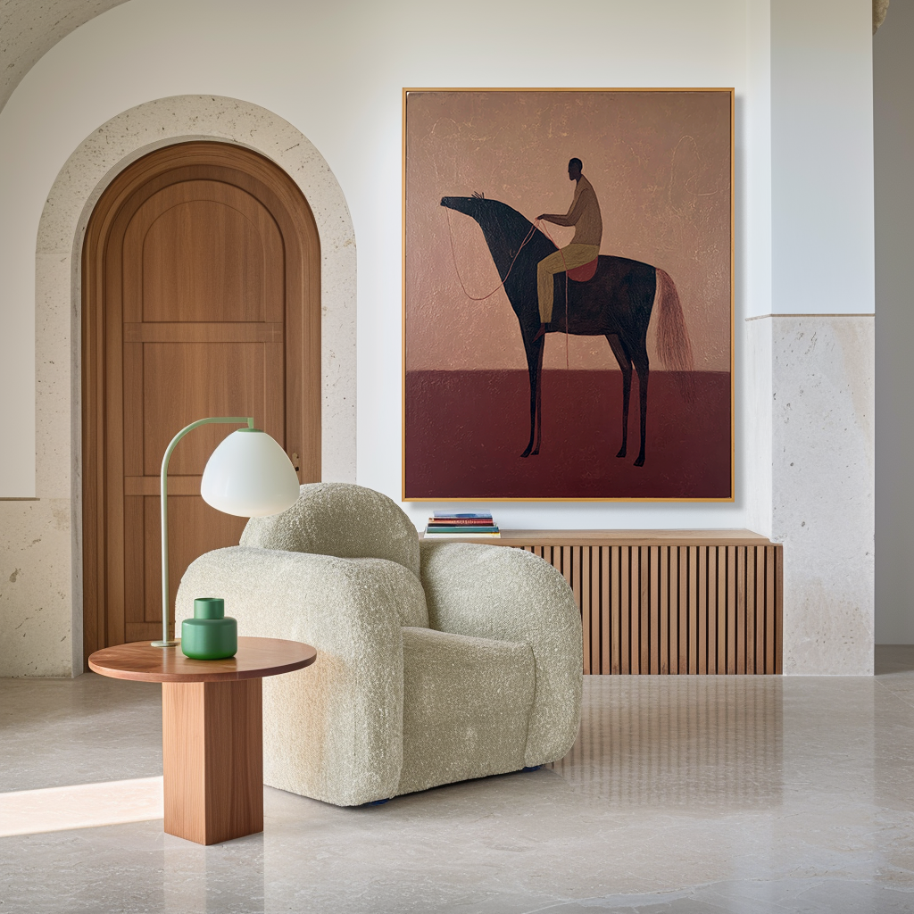 Silent Horizon – Minimalist Figurative Horse Oil Painting#AB14327