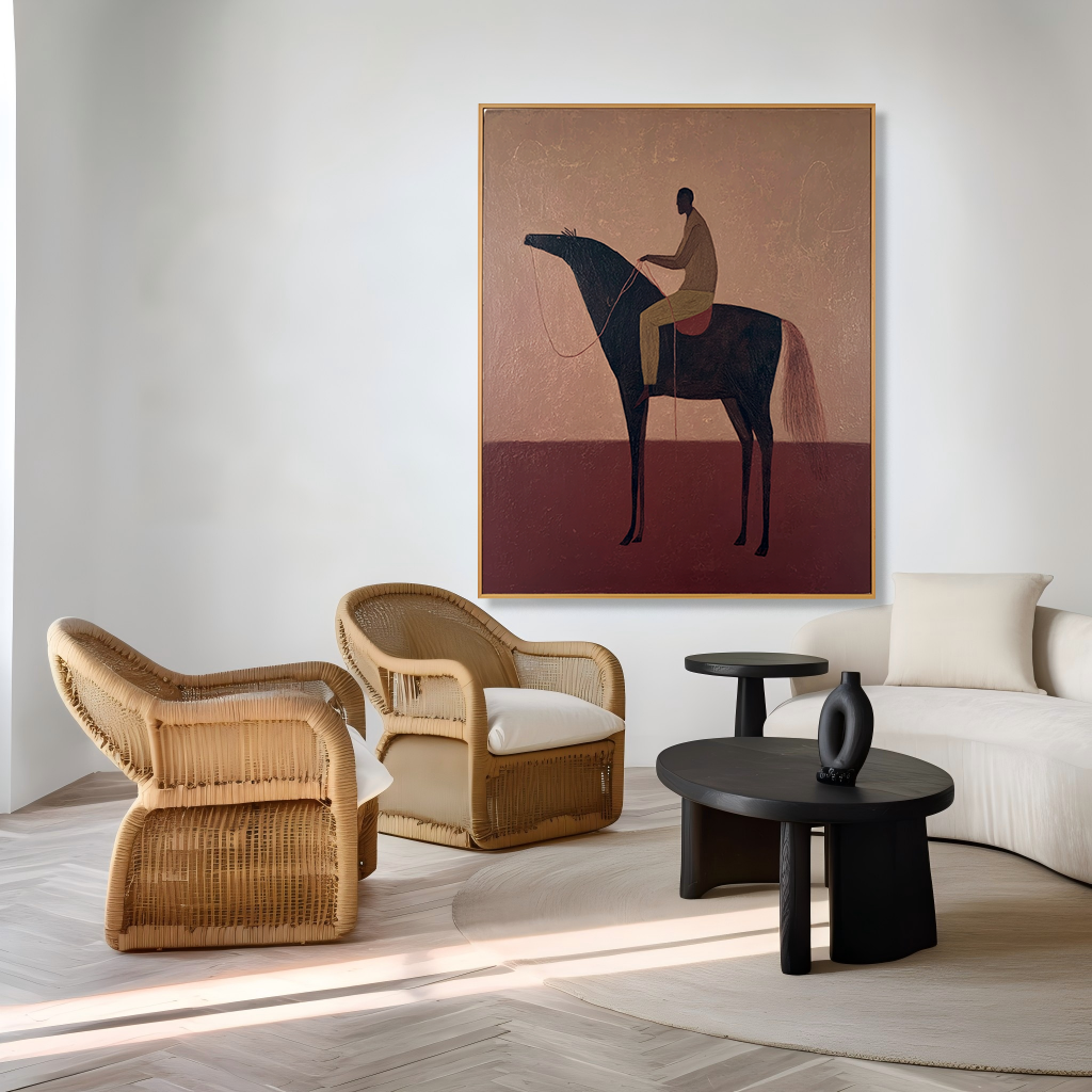 Silent Horizon – Minimalist Figurative Horse Oil Painting#AB14327
