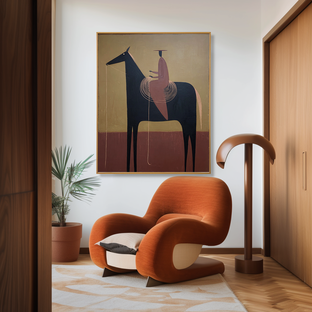 Measured Silence – Minimalist Figurative Horse Oil Painting#AB14328