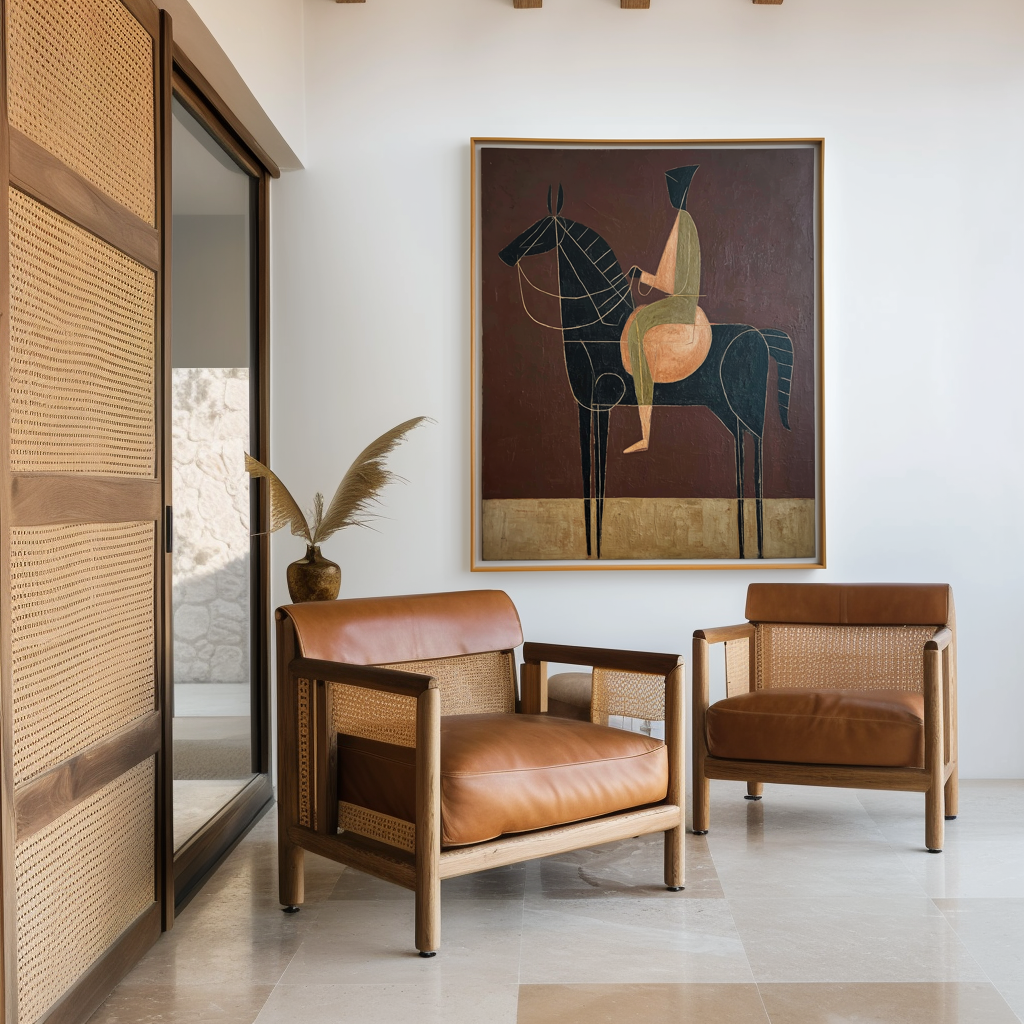 Structured Equilibrium – Minimalist Geometric Horse Figurative Oil Painting#AB14329