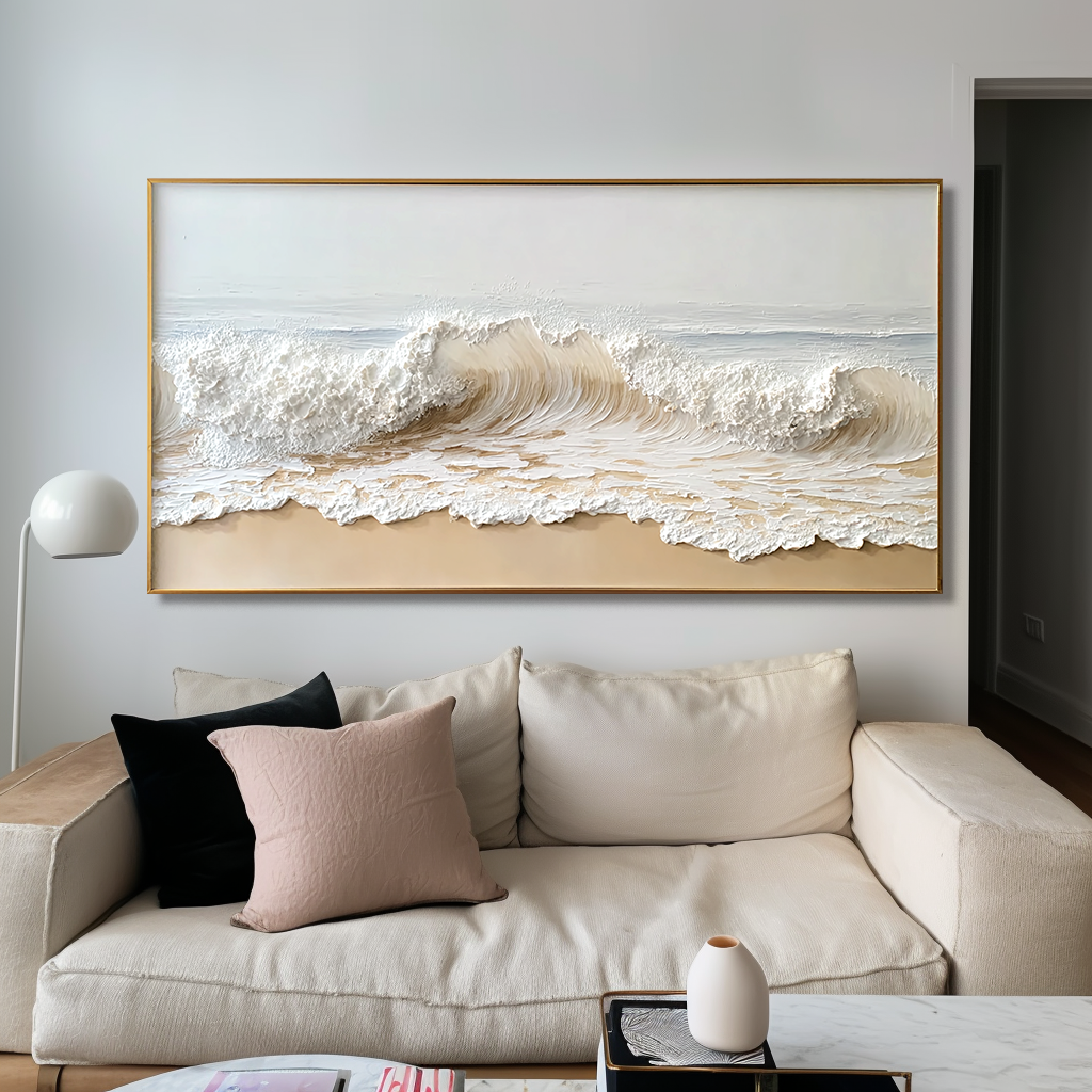 Whispering Current – Large Textured Wave Painting#AB14301