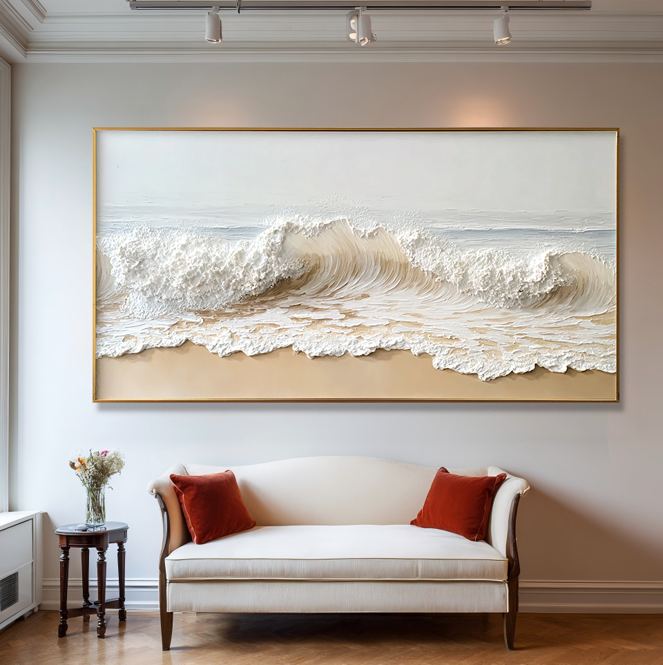 Whispering Current – Large Textured Wave Painting#AB14301
