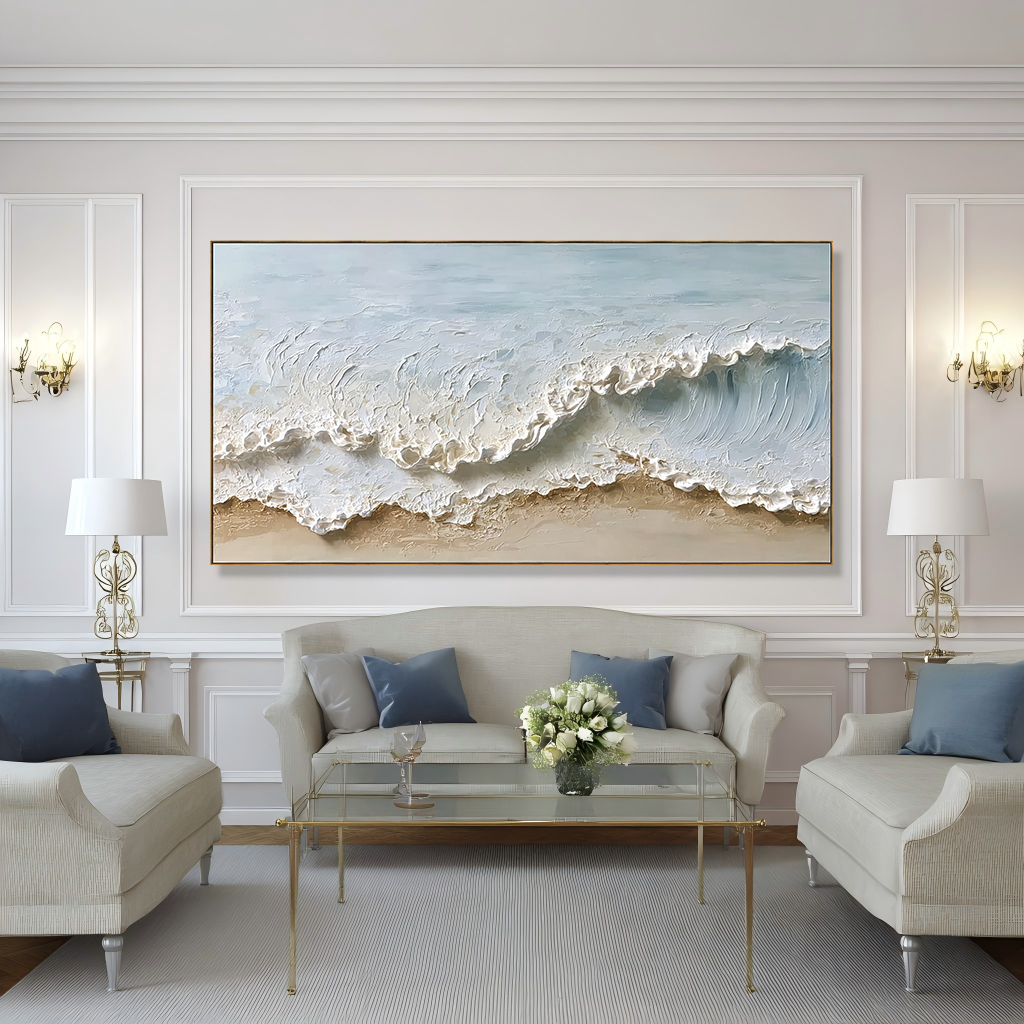 Rising Foam – Large Textured Wave Painting#AB14302