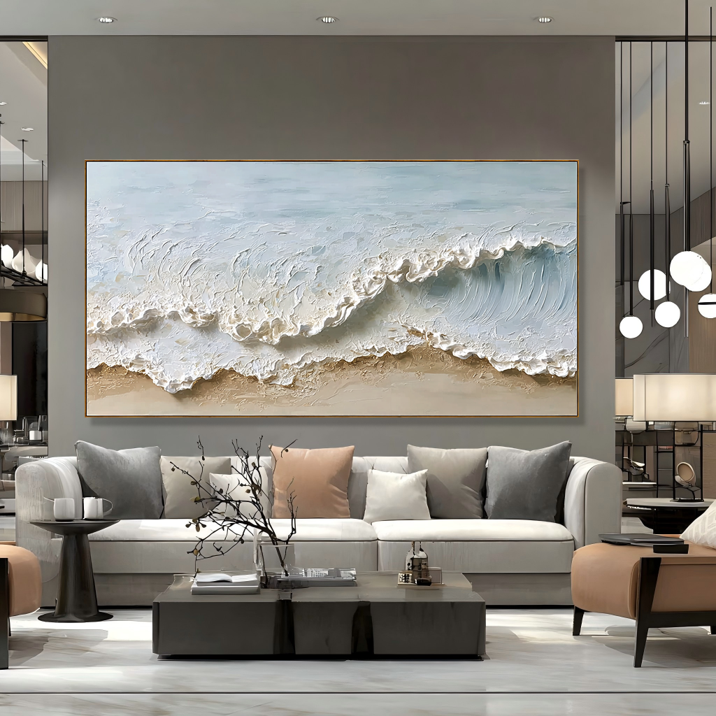 Rising Foam – Large Textured Wave Painting#AB14302