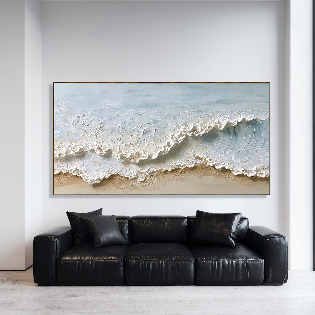 Rising Foam – Large Textured Wave Painting#AB14302