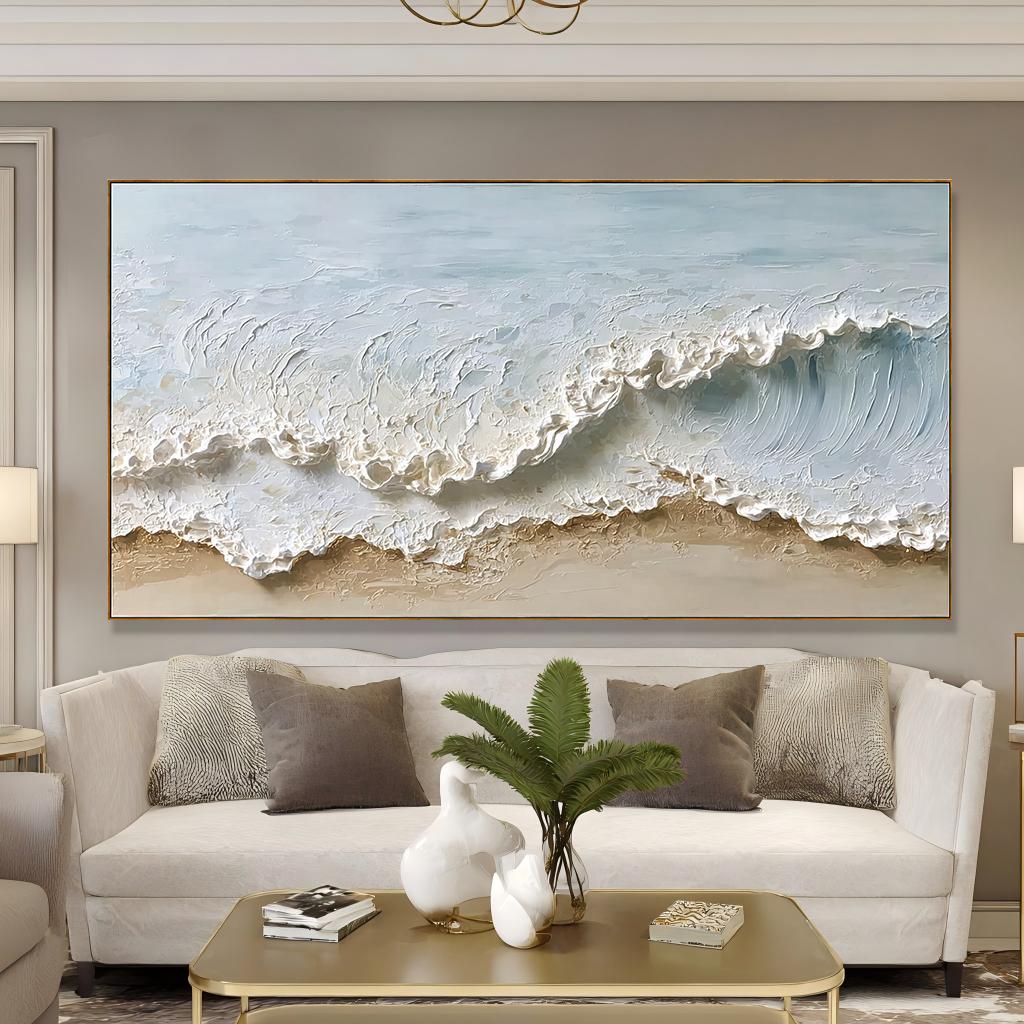 Rising Foam – Large Textured Wave Painting#AB14302