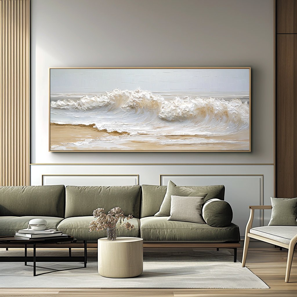Silent Tide – Large Textured Wave Painting#AB14303