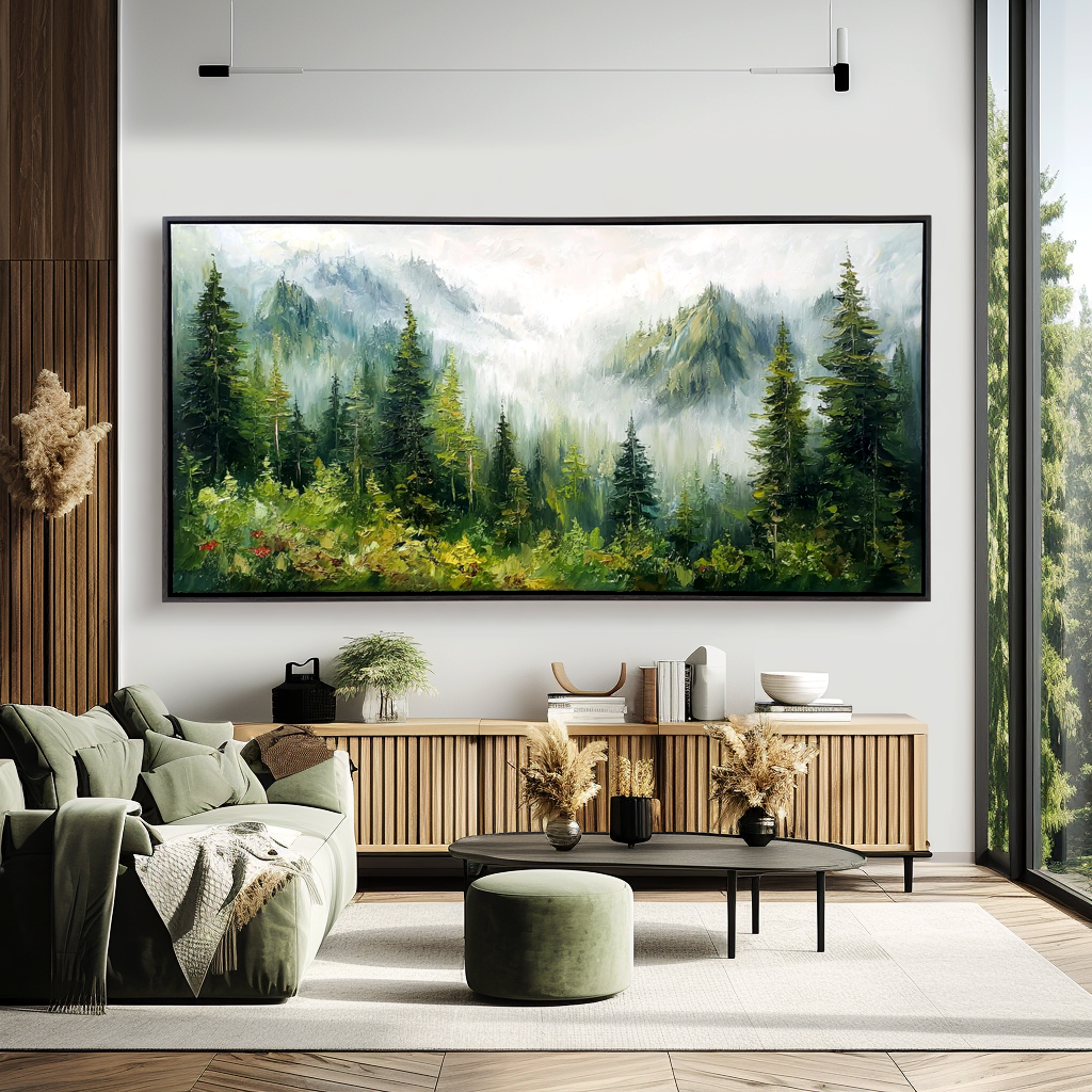 Emerald Wilderness – Large Forest Landscape Painting#AB14304