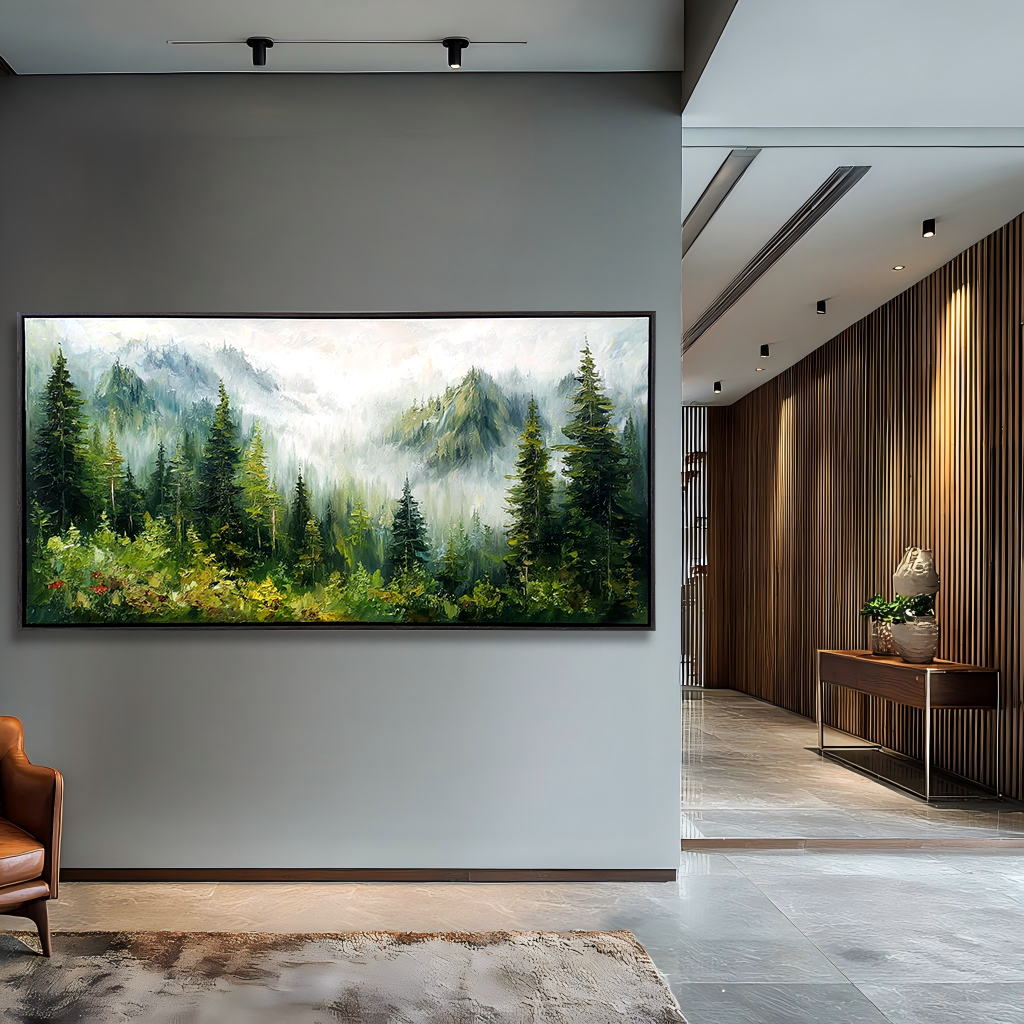 Emerald Wilderness – Large Forest Landscape Painting#AB14304