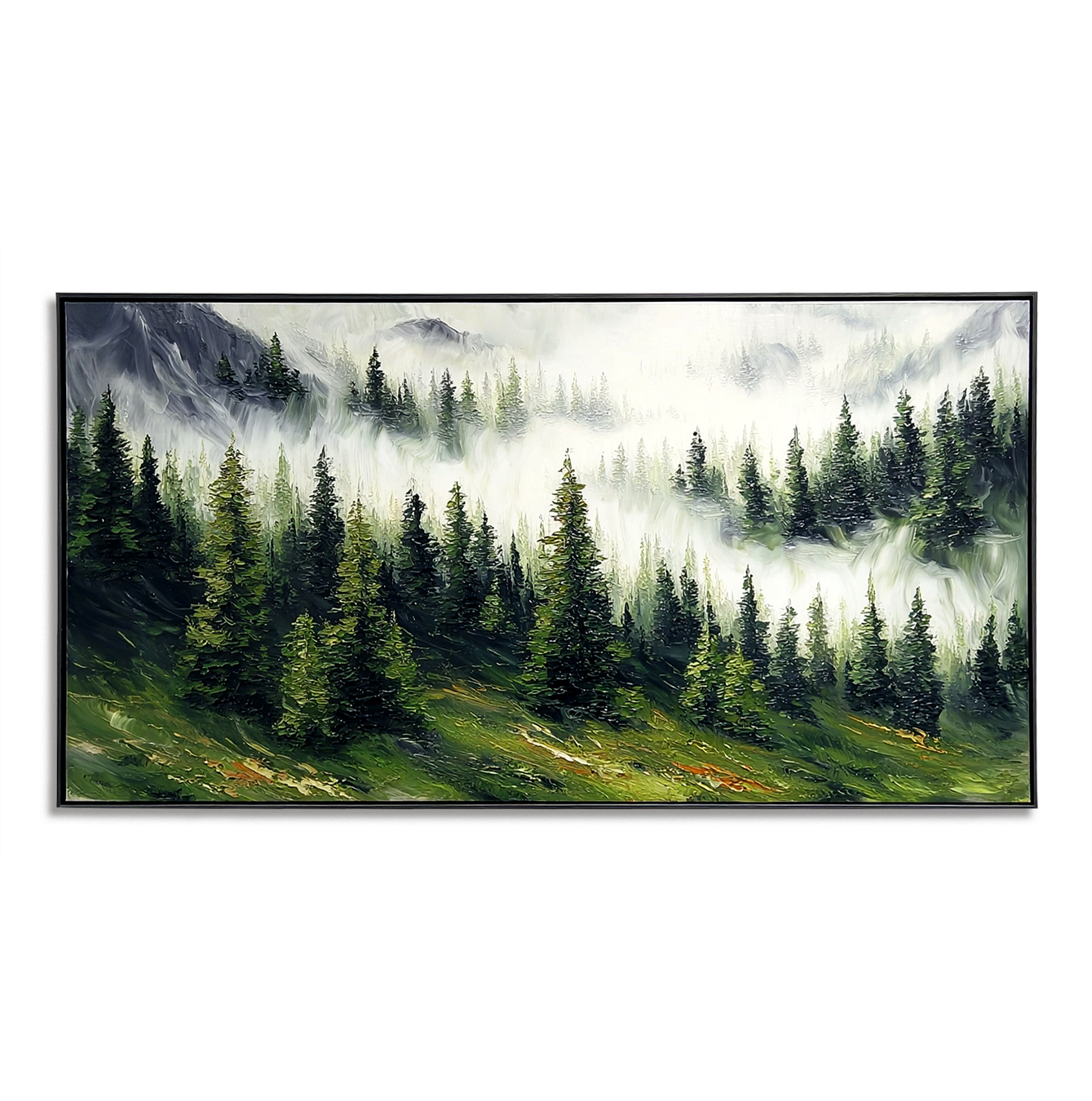 Echoes of the Silent Pines – Large Misty Forest Landscap#AB14306
