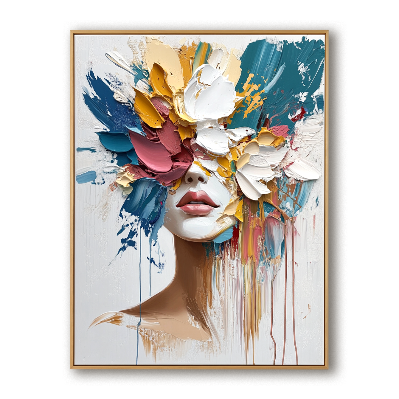 Veil of Expression – Textured Abstract Portrait Oil Painting#AB14314