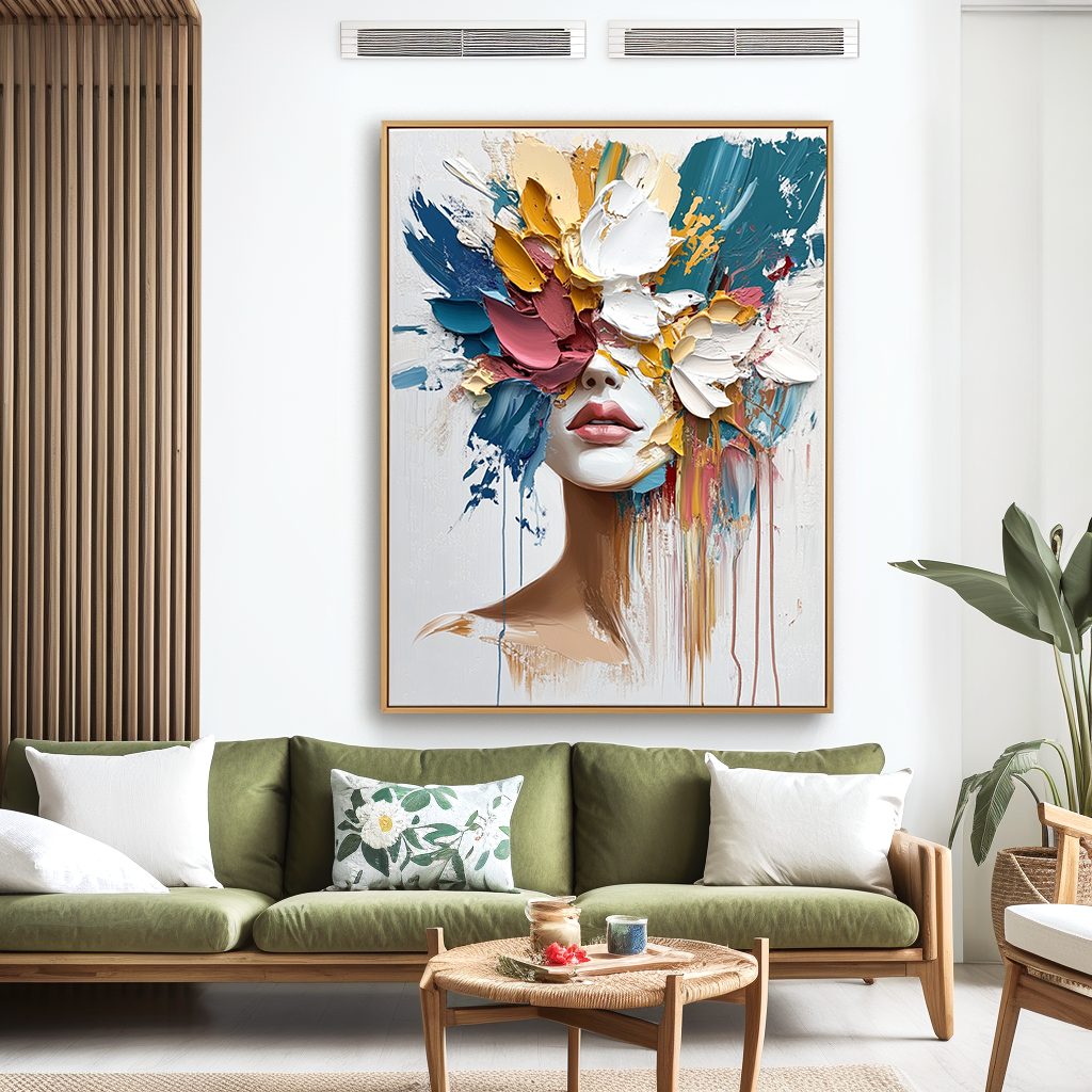 Veil of Expression – Textured Abstract Portrait Oil Painting#AB14314