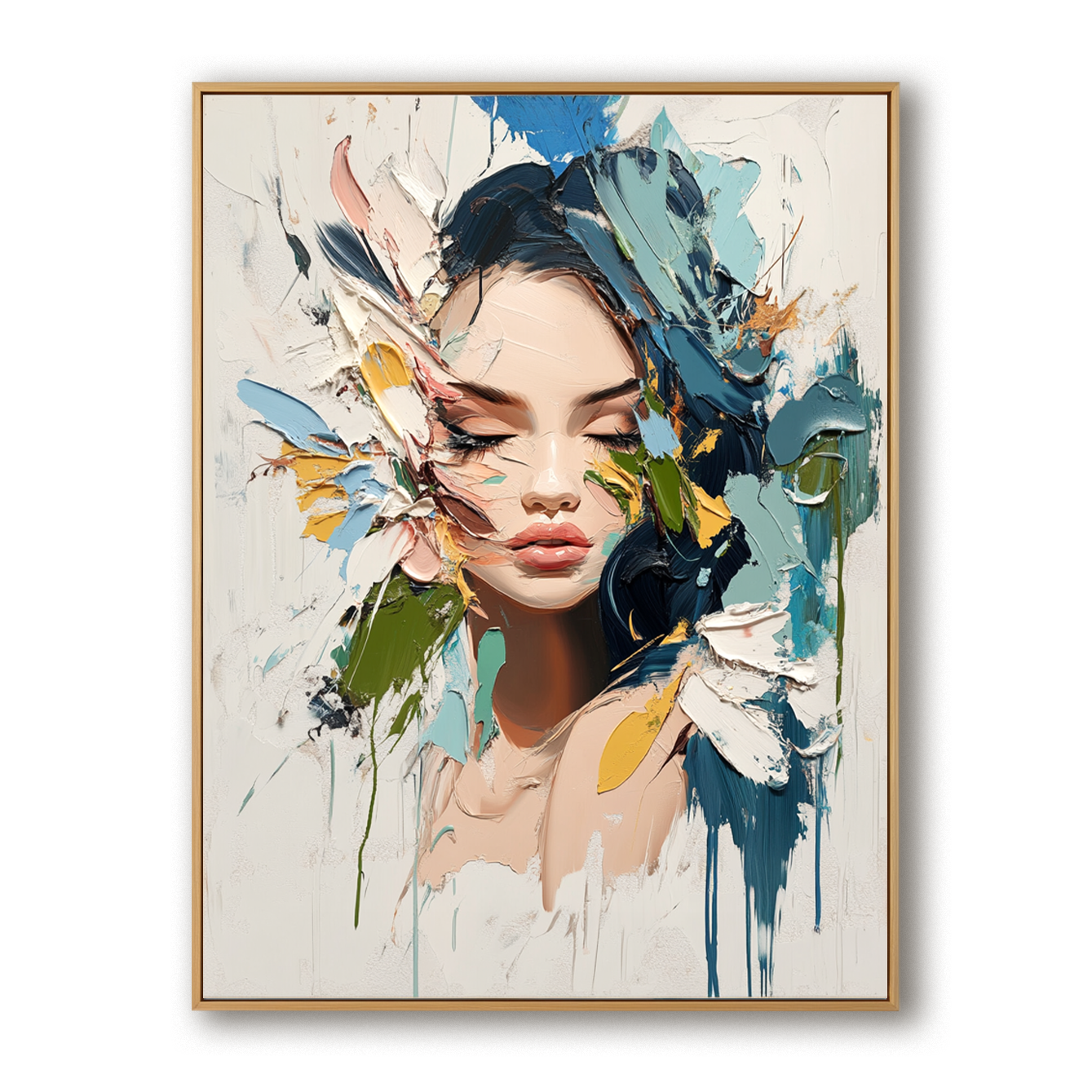 Serene Fragment – Textured Abstract Portrait Oil Painting#AB14315