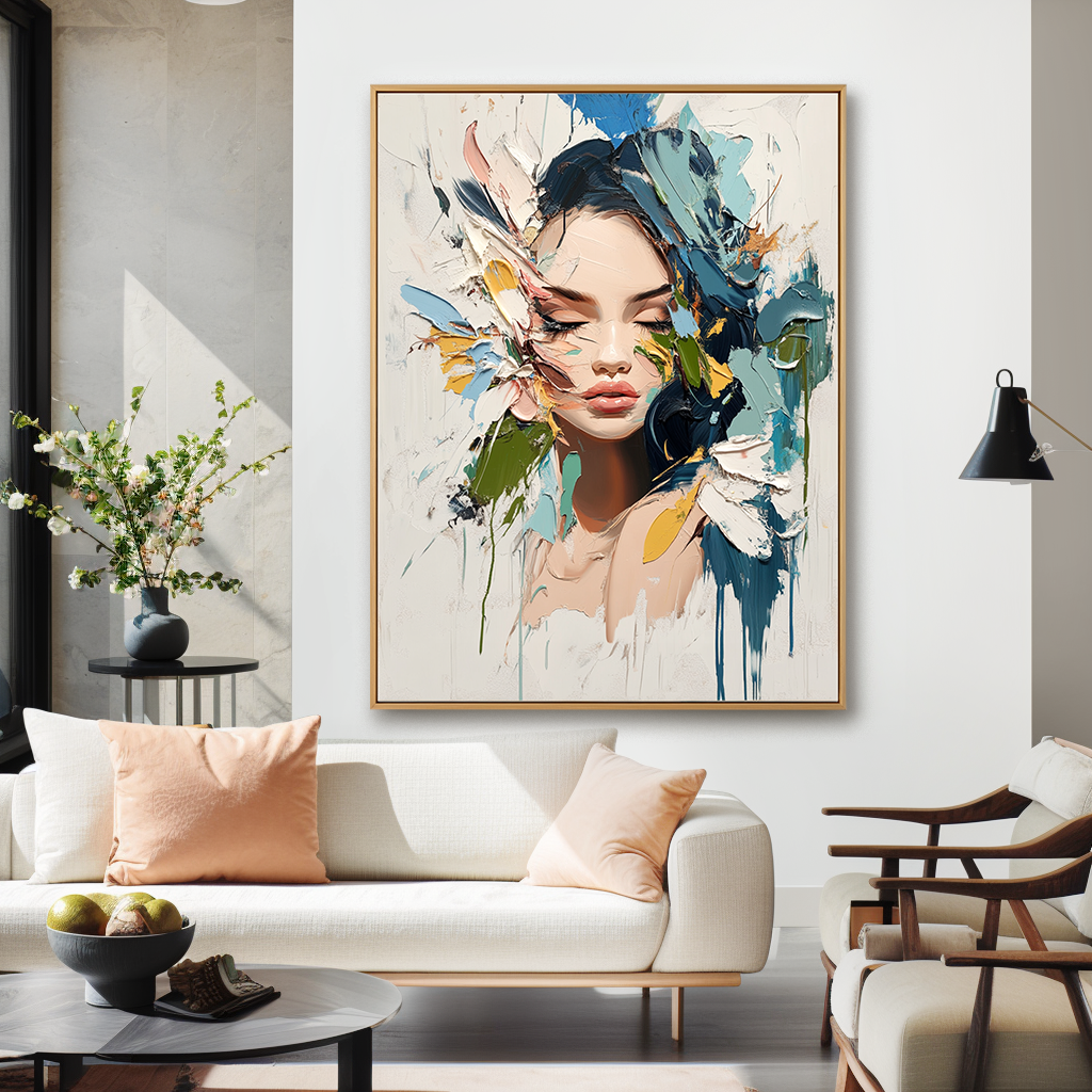 Serene Fragment – Textured Abstract Portrait Oil Painting#AB14315