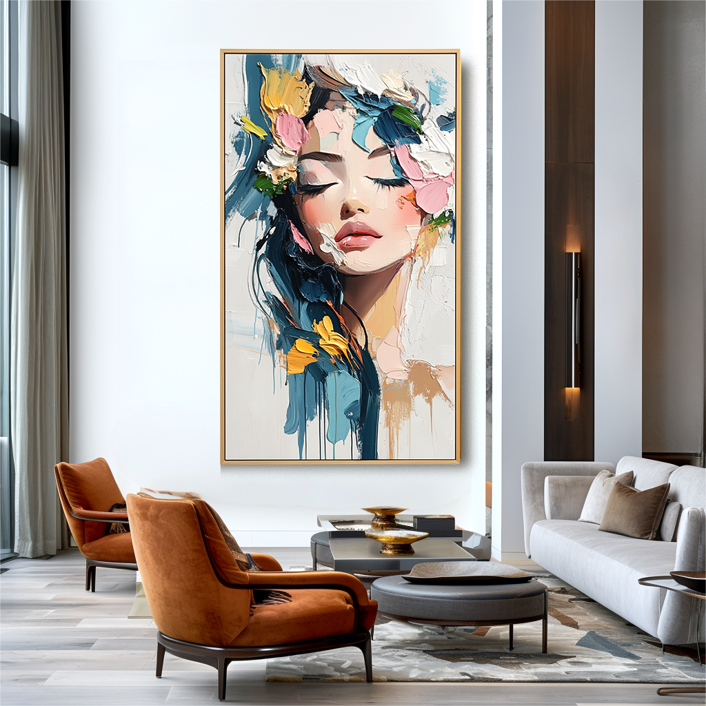 Whisper of Grace – Textured Abstract Portrait Oil Painting#AB14316