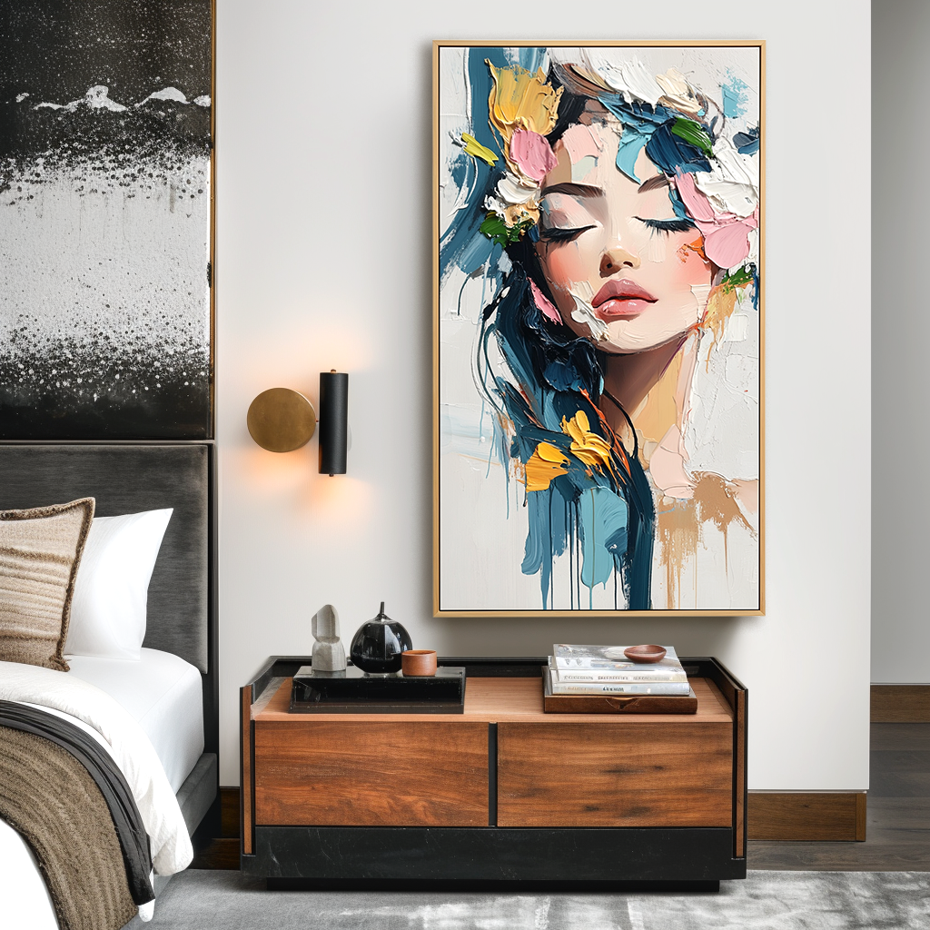 Whisper of Grace – Textured Abstract Portrait Oil Painting#AB14316