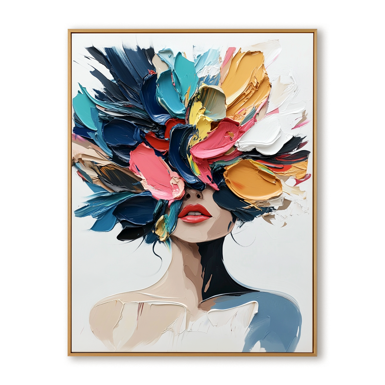 Floral Reverie – Textured Abstract Portrait Oil Painting#AB14321