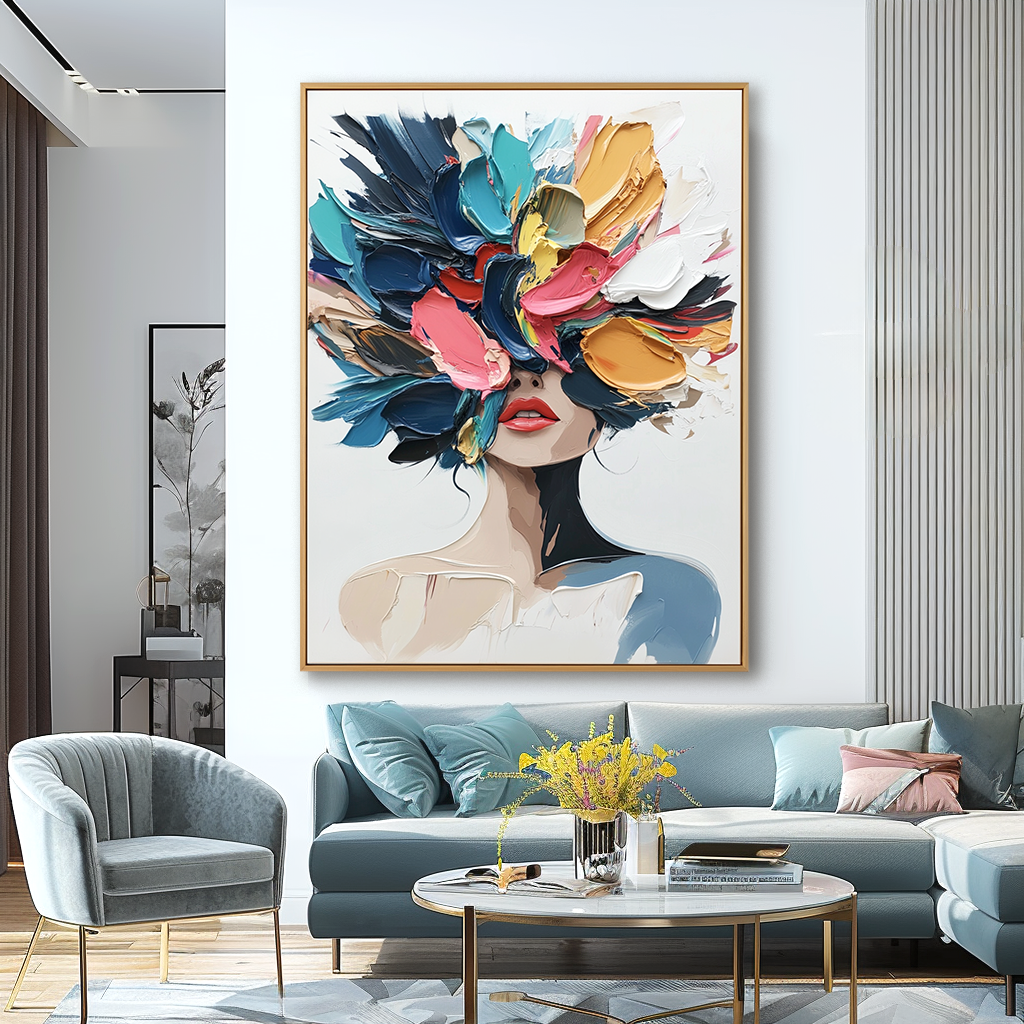 Floral Reverie – Textured Abstract Portrait Oil Painting#AB14321