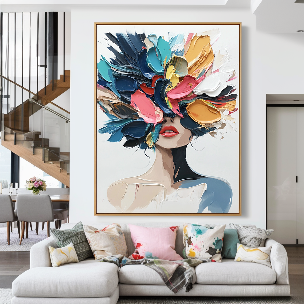 Floral Reverie – Textured Abstract Portrait Oil Painting#AB14321