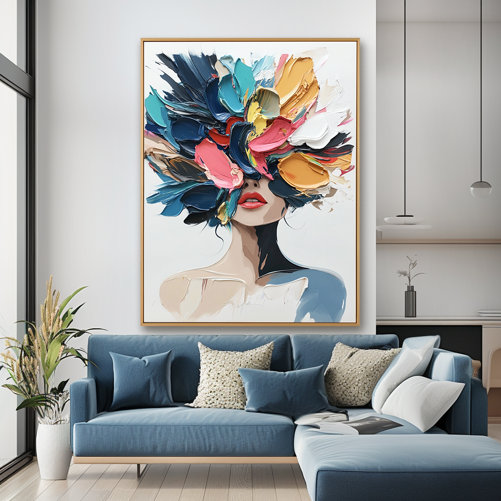 Floral Reverie – Textured Abstract Portrait Oil Painting#AB14321