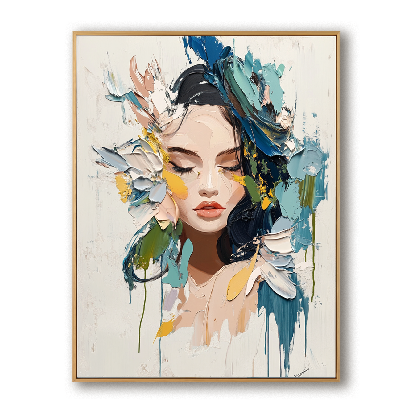 Harmony of Silence – Textured Abstract Portrait Oil Painting#AB14323