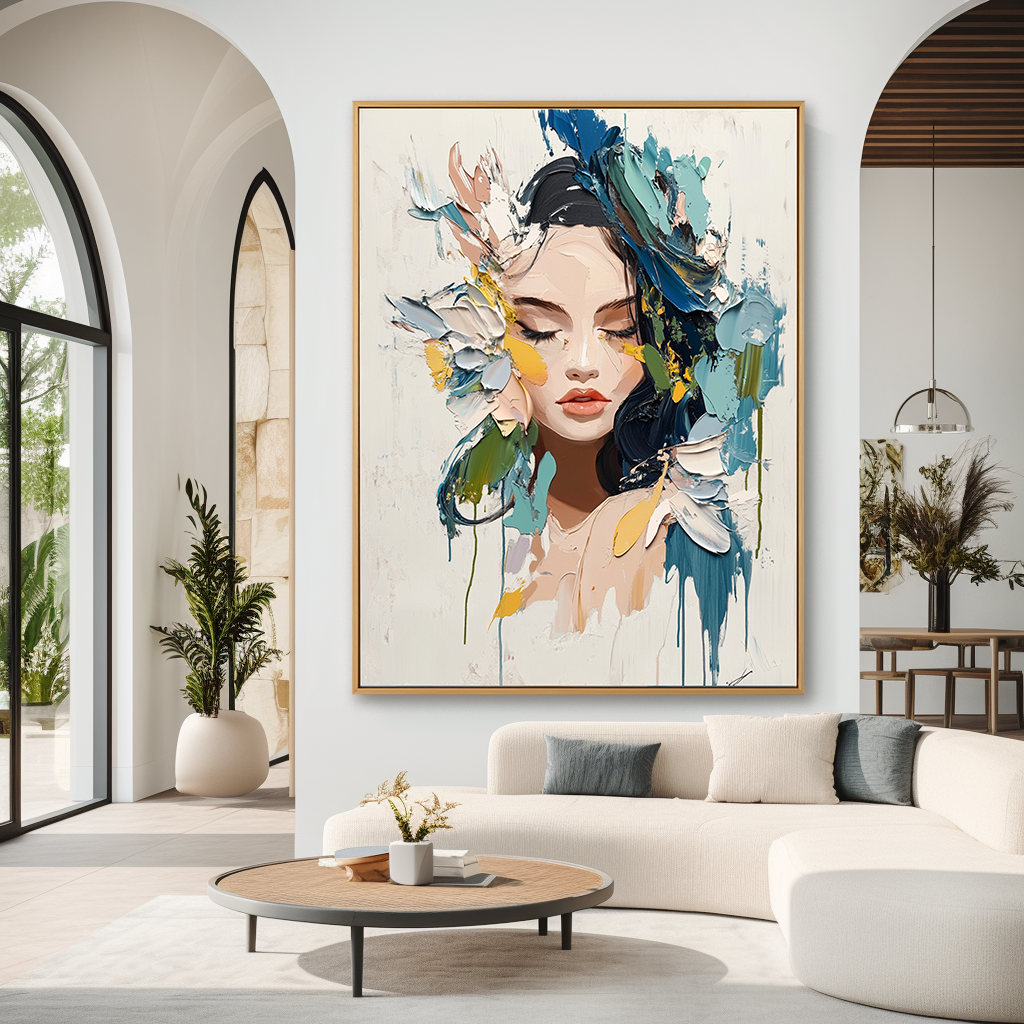 Harmony of Silence – Textured Abstract Portrait Oil Painting#AB14323