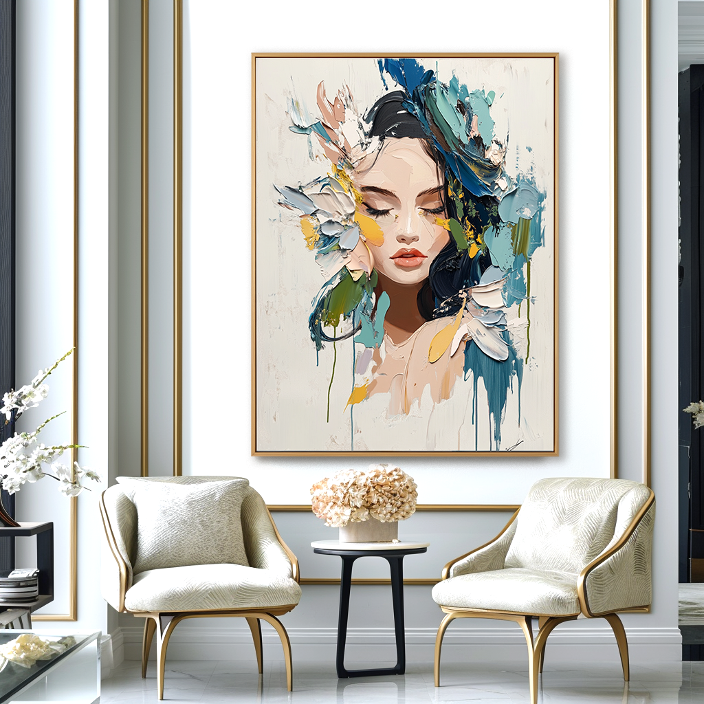 Harmony of Silence – Textured Abstract Portrait Oil Painting#AB14323