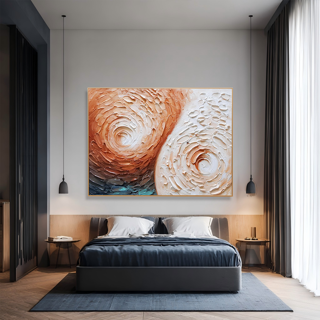 Earth Spiral – Textured Abstract Neutral Oil Painting#wp260222