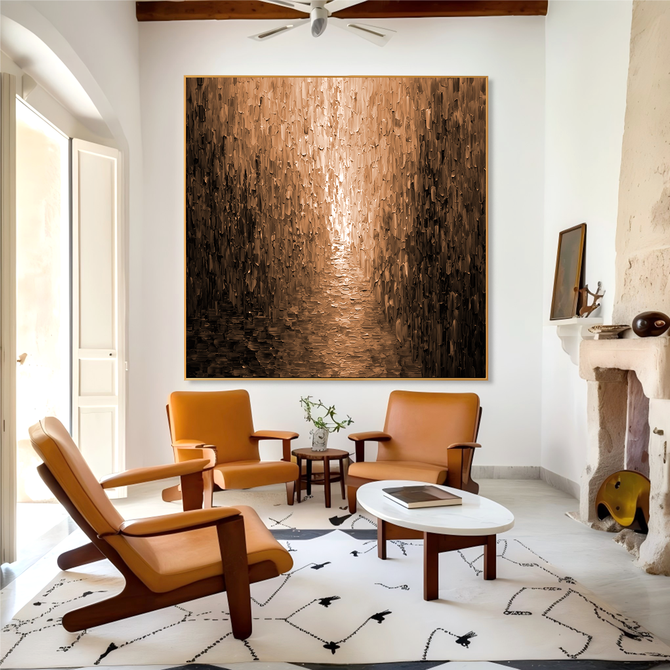 Golden Passage – Textured Abstract Corridor Wall Art#wp260223