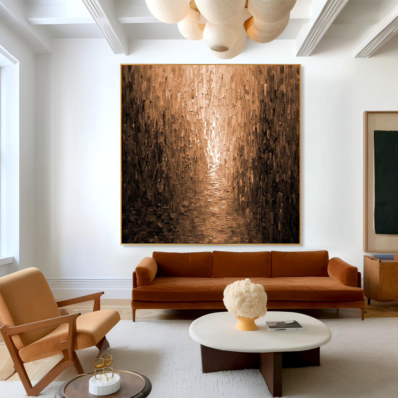 Golden Passage – Textured Abstract Corridor Wall Art#wp260223