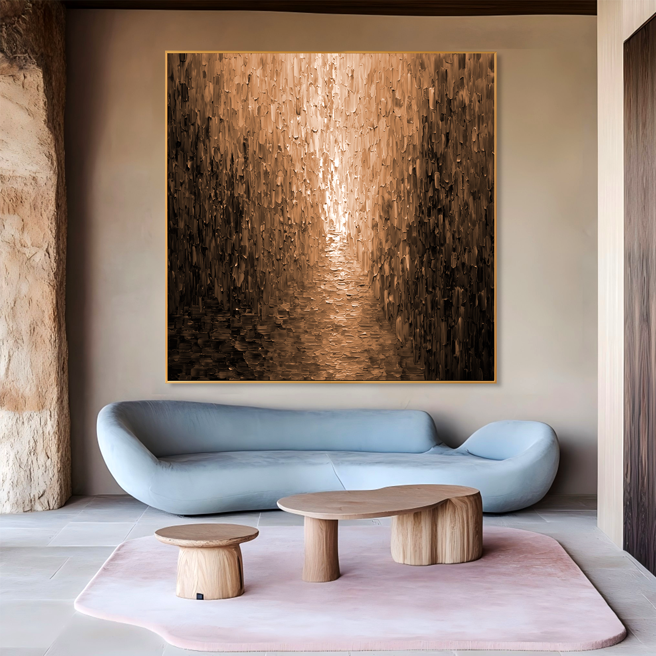 Golden Passage – Textured Abstract Corridor Wall Art#wp260223