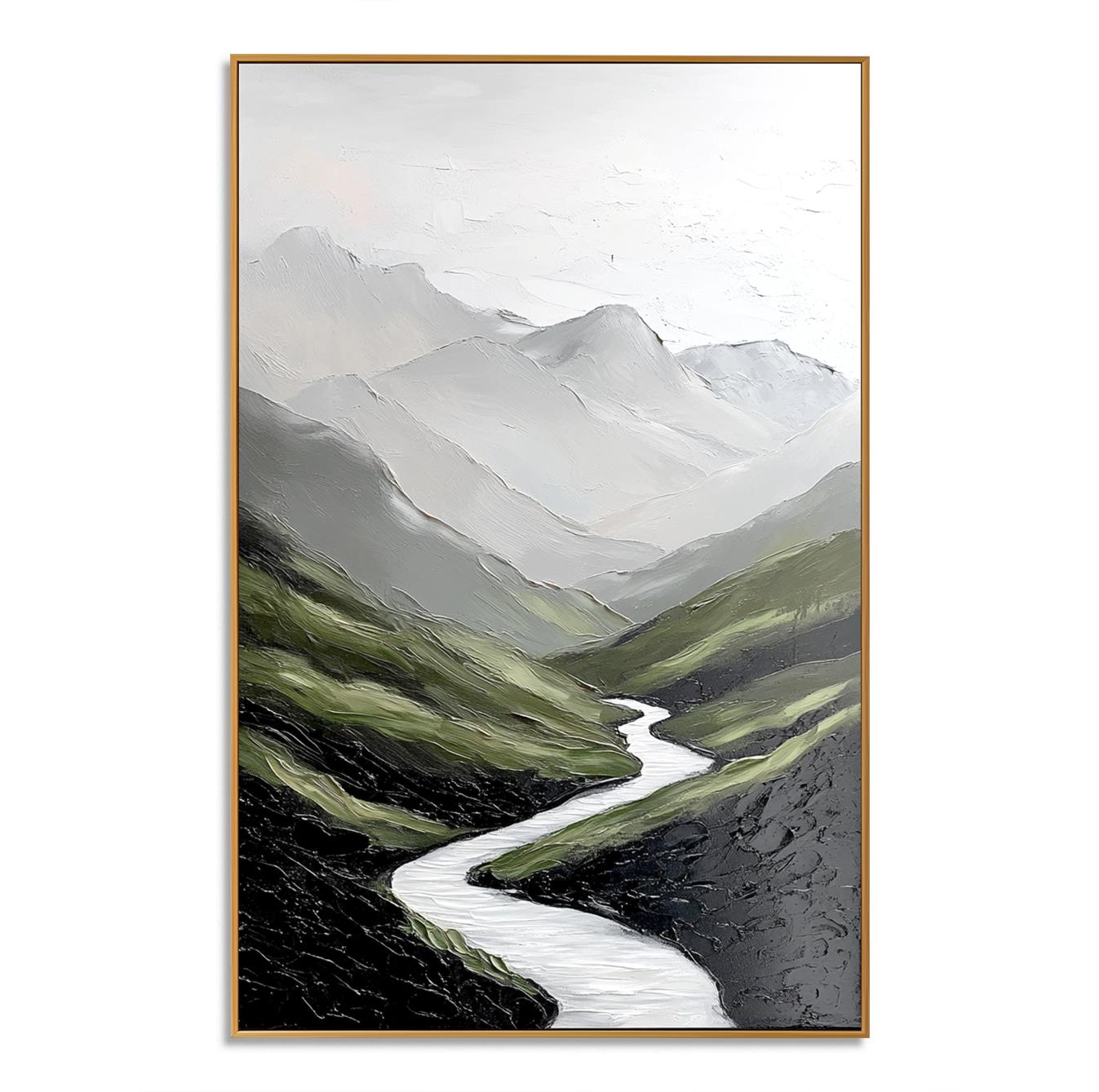 Silent Valley – Minimalist Mountain Landscape Oil Painting#wp260316