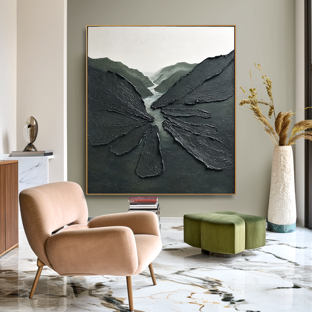 Silent Canyon – Textured Minimalist Abstract Landscape Oil Painting#wp260323