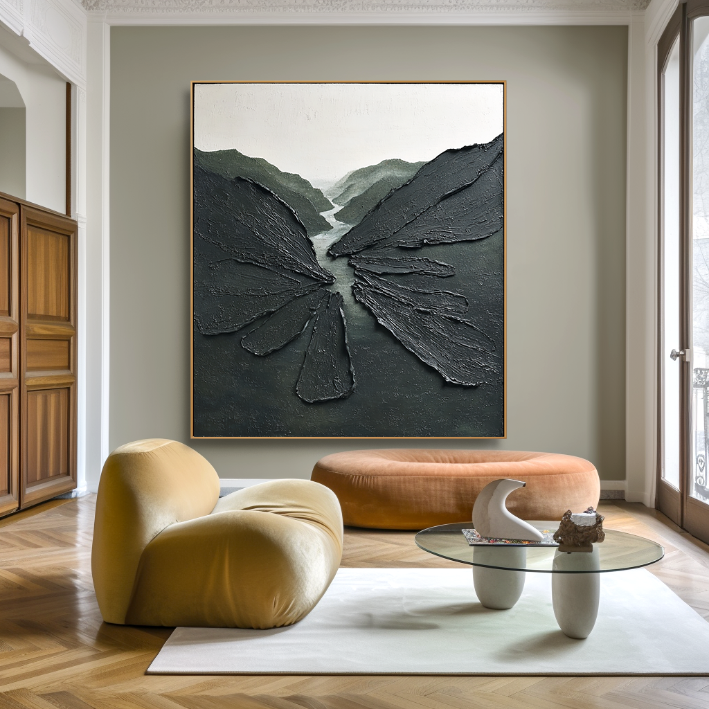 Silent Canyon – Textured Minimalist Abstract Landscape Oil Painting#wp260323