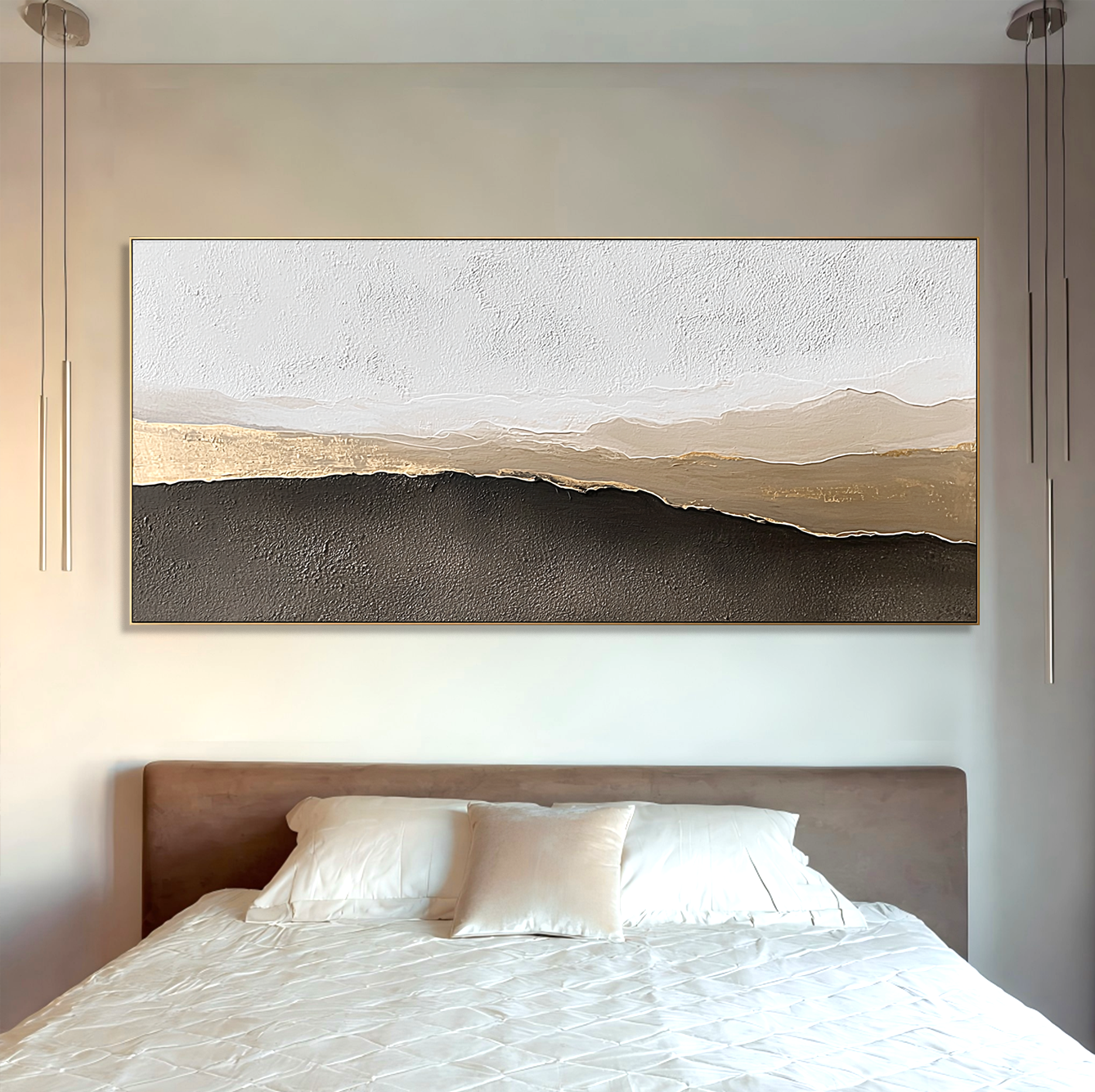Silent Dune Horizon – Gold Textured Abstract Wall Art#wp260325