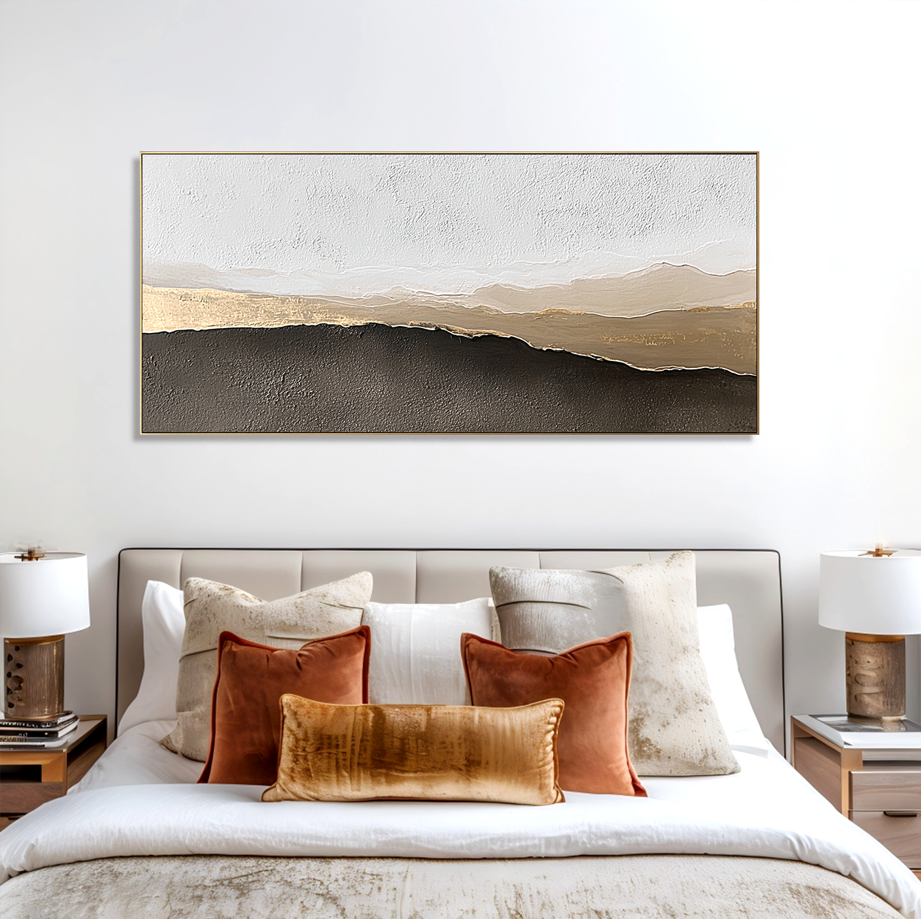 Silent Dune Horizon – Gold Textured Abstract Wall Art#wp260325