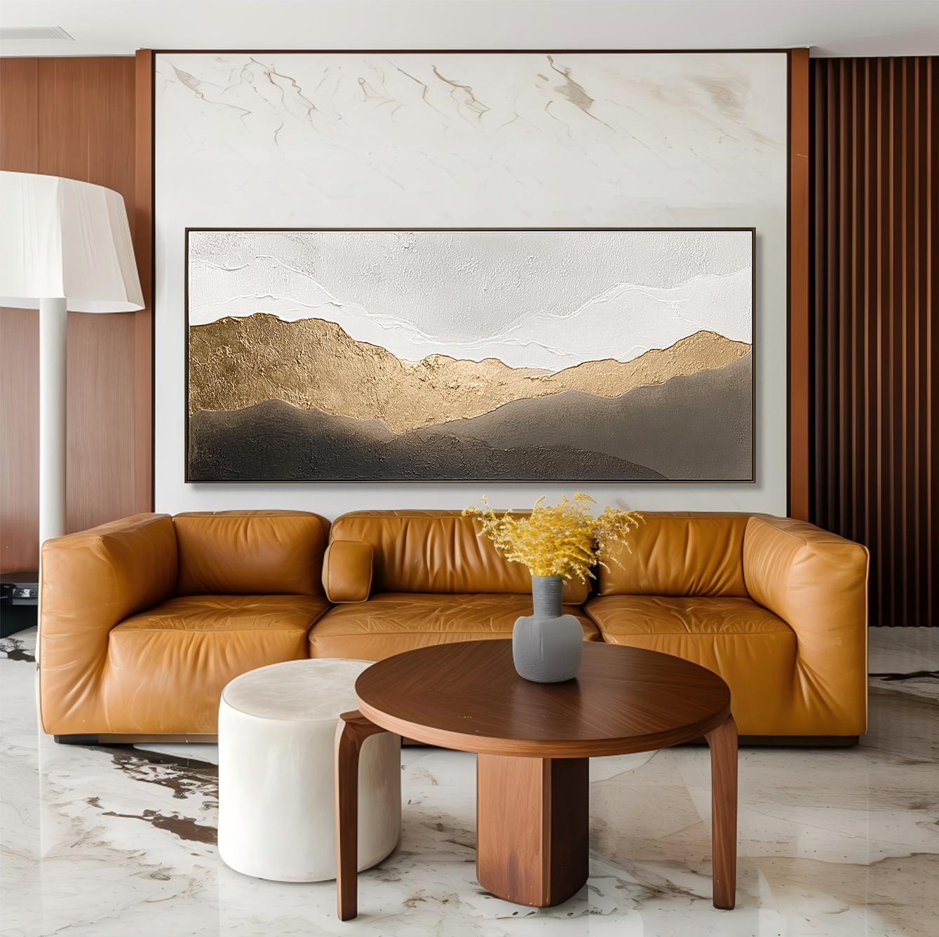 Golden Horizon Relief – Textured Abstract Mountain Wall Art#abwp260326