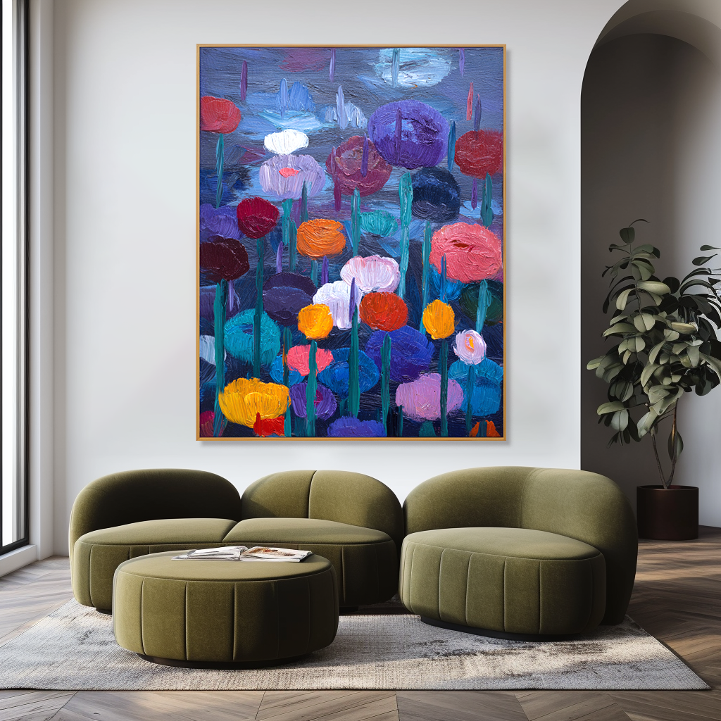 Midnight Garden – Abstract Floral Wall Art#AB0323021
