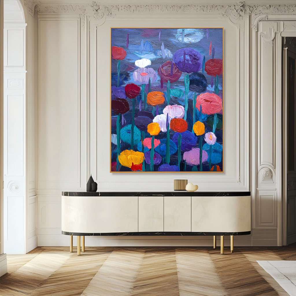 Midnight Garden – Abstract Floral Wall Art#AB0323021