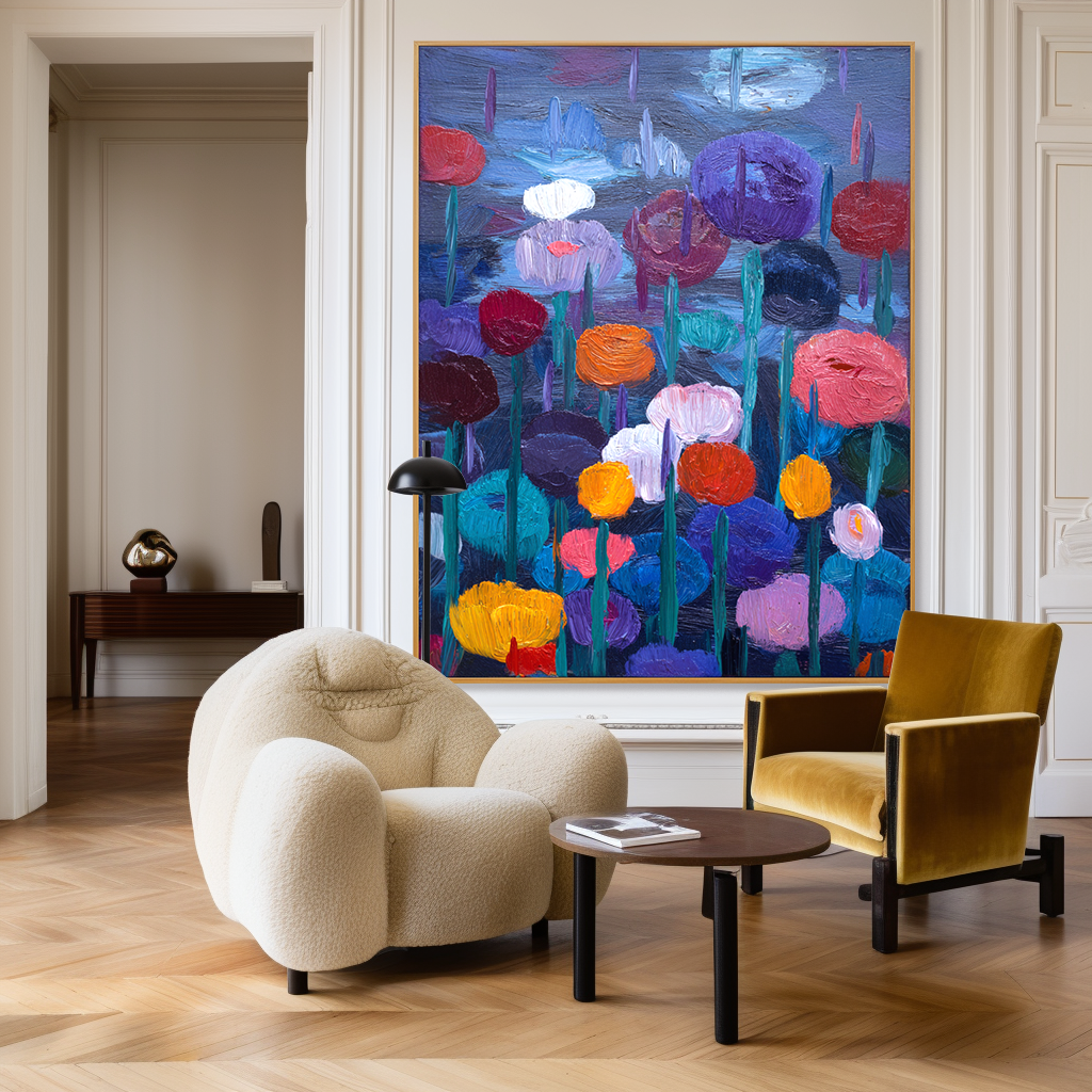 Midnight Garden – Abstract Floral Wall Art#AB0323021