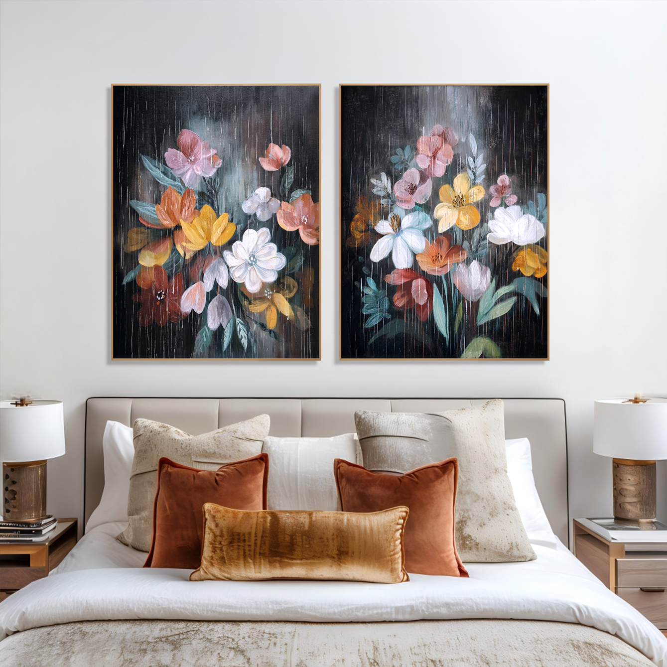 Rain Garden Set – Abstract Floral Wall Art (Set of 2)#AB0323023