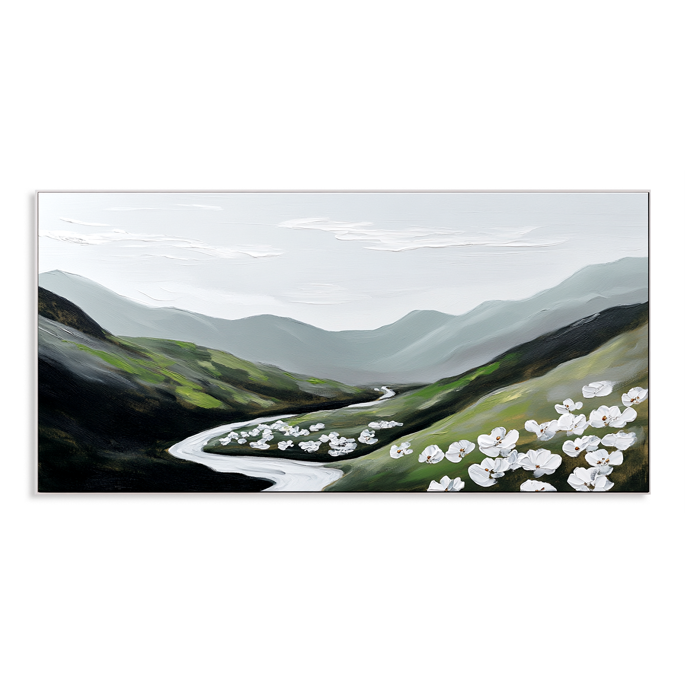 Whispering Valley Bloom – Textured Landscape Floral Wall Art#abwp260342