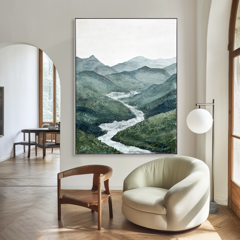 Whispering Valley – Textured Abstract Landscape Oil Painting#wp260343