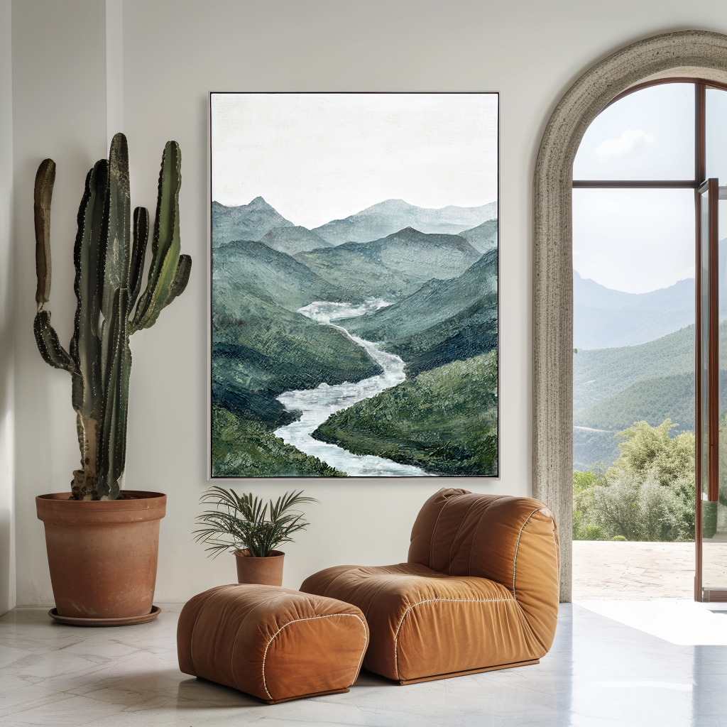 Whispering Valley – Textured Abstract Landscape Oil Painting#wp260343